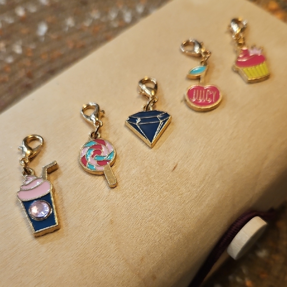Juicy Couture Charm Set - Pink, Blue, Gold